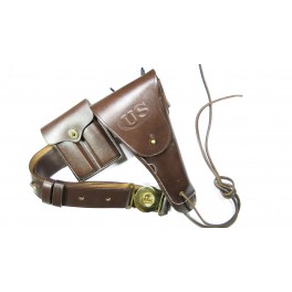 Ceinturon avec étui et porte chargeur Colt 45 en cuir