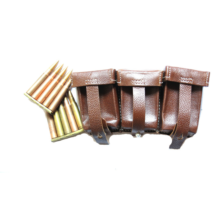 Cartouchière Mauser 98 K en cuir couleur fauve 