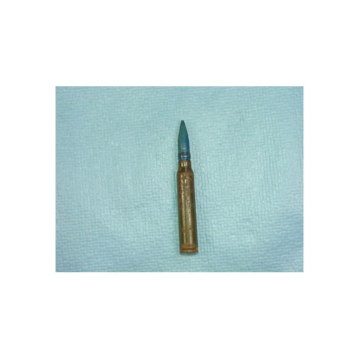 Cartouche 30-06 balle bois bleue étui acier laqué France Réf un