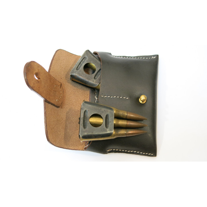 Porte clips de ceinturon en cuir marron pour Lebel -Berthier  ref 632