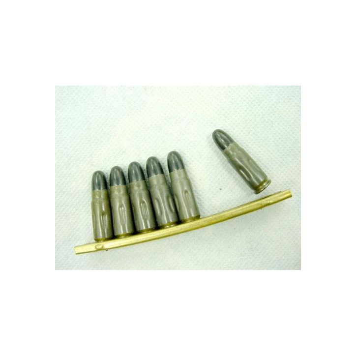 Cartouche de 7.62 x 25  Tokarev inerte de manipulation étui acier laqué balle noire 