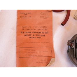 Appareil d'épuration portatif Armée Française 1957 Réf fr 458