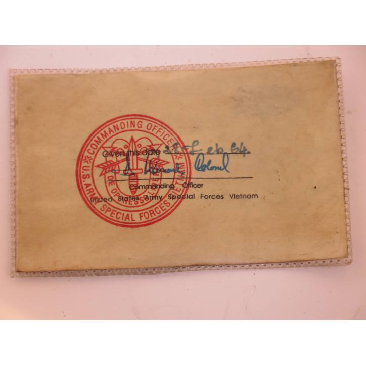 Carte brevet parachutiste special force US army Vietnam 