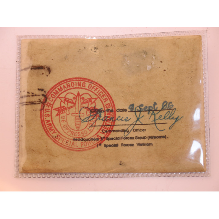 Carte brevet parachutiste 5 th  special force US army Vietnam Ref ca 28