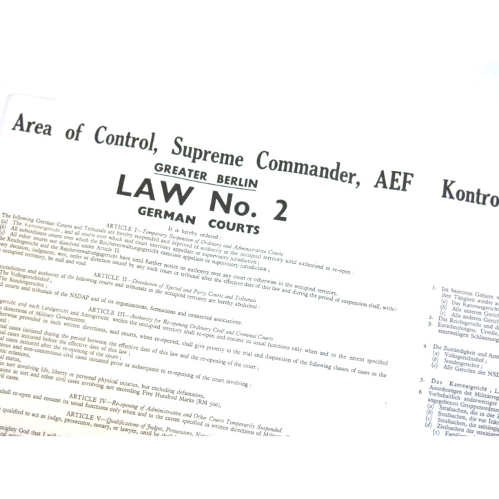 Affiche originale de proclamation de loi 1945  Numero 2 US 