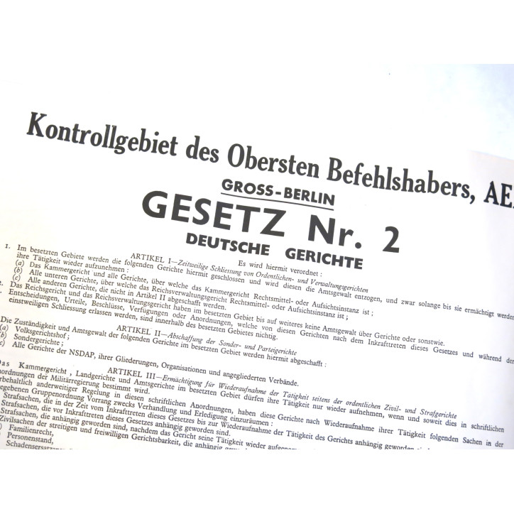 Affiche originale de proclamation de loi 1945  Numero 2 US 
