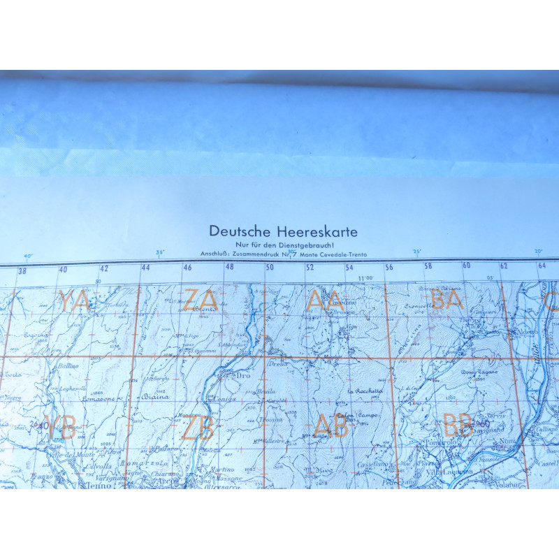 Carte d'état major Allemand 1943 Region Italie Riva -Verona 