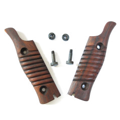 Paire de plaquettes bois striées avec vis pour baionnette  Mauser  Gew 98 