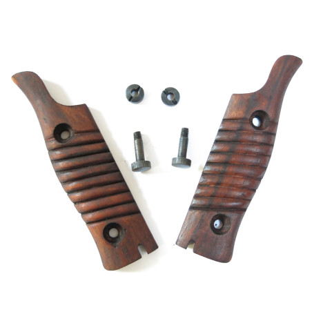 Paire de plaquettes bois striées avec vis pour baionnette  Mauser  Gew 98 