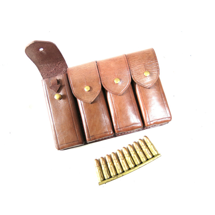 Etui cuir pour 4 lames chargeur C96 Mauser