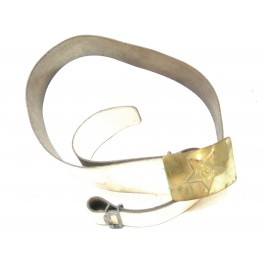 Ceinturon Russe cuir blanc  boucle laiton 