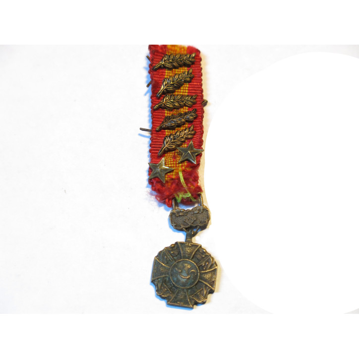 Médaille miniature de la vaillance 5 palmes 2 étoiles sud  Vietnam Réf bo4 