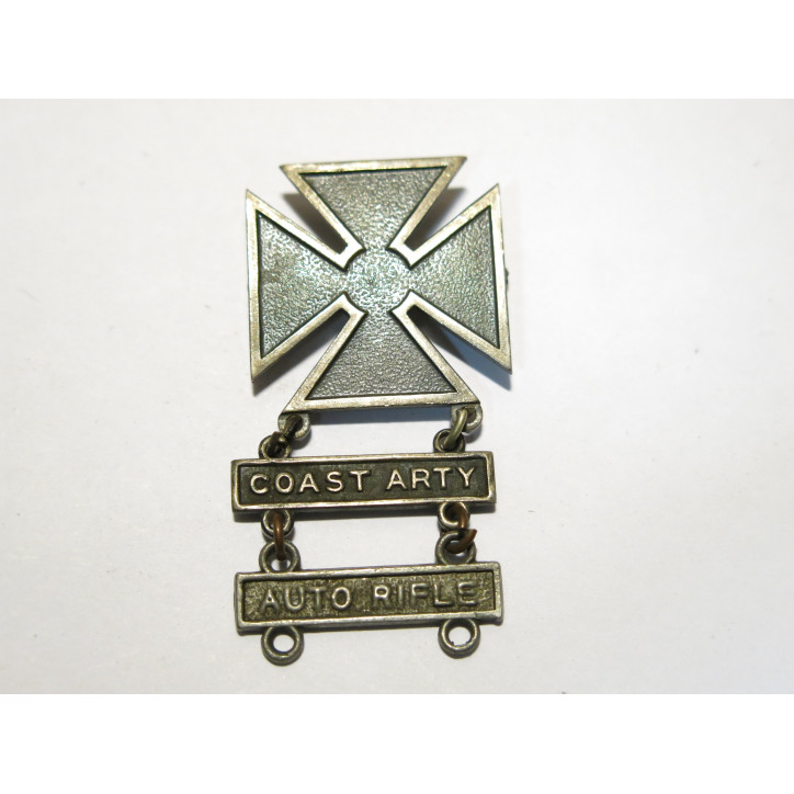 Badge qualification marksman  tireur coast arty auto rifle  US Army 39/45 ref bo 20 