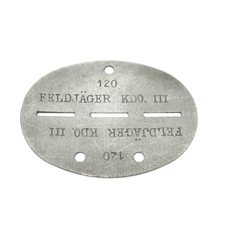 Plaque d'identité originale Wh Feldjager KDO  III ref pl 48 