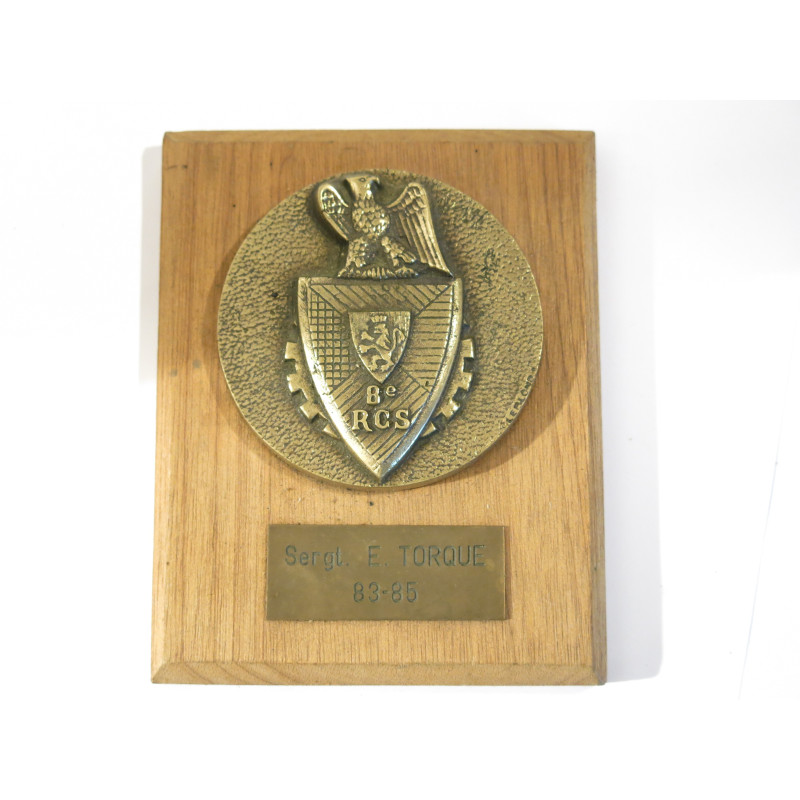 Plaque bronze sur bois  du 8 RCS 