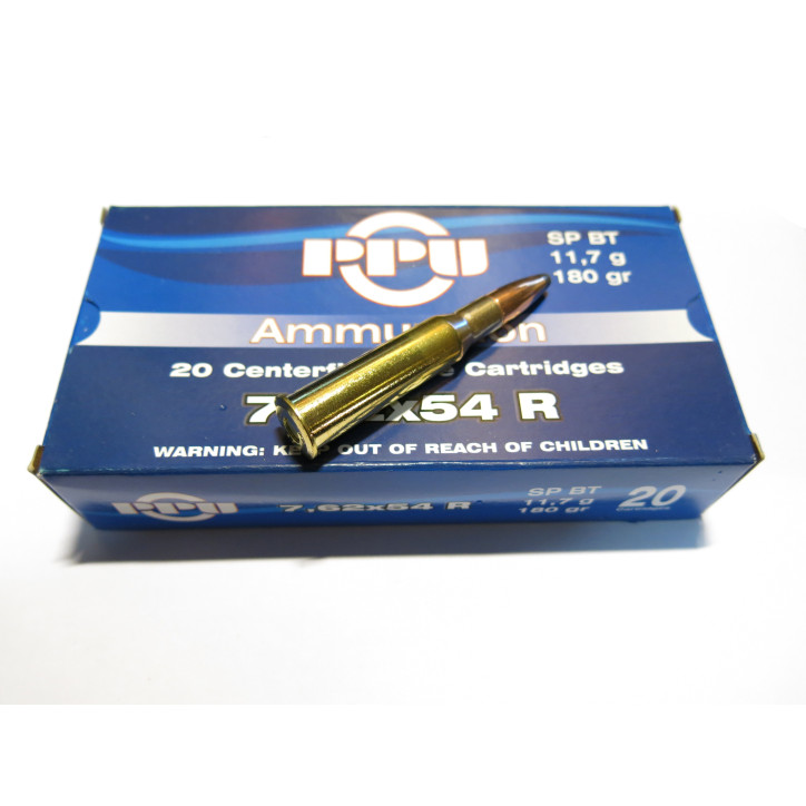 BOITE DE 20 CARTOUCHES Partizan CALIBRE 7.62 X 54 Mosin Nagant 