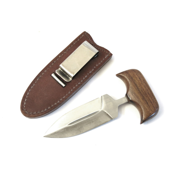 Push dagger coup de poing avec étui cuir brun 