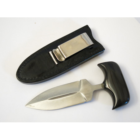 Push Dagger avec étui cuir noir