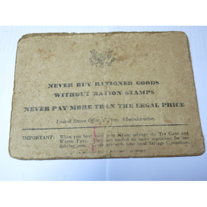Carnet original War ration book four US 39/45  numero 944912 