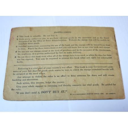 Carnet War ration book two US 39/45 numero 368768