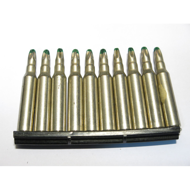 Lame chargeur Famas avec 10 cartouches  5.56 a blanc feuillette  inerte 