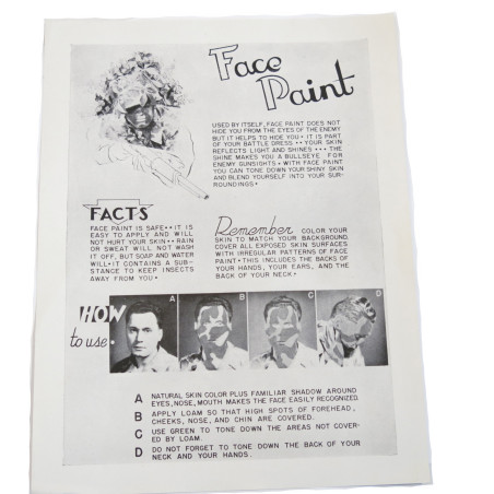 Feuille originale utilisation stick de camouflage US 39/45