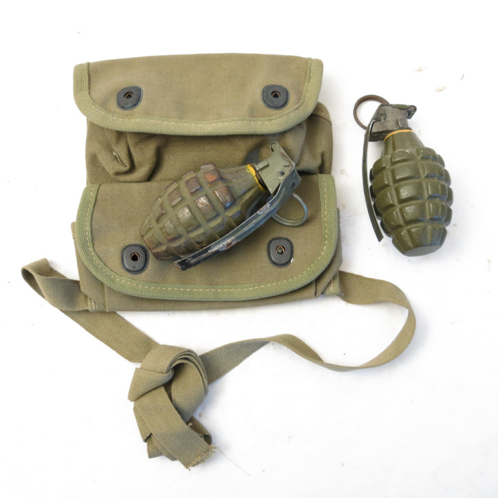 Porte grenade toile US 1944 original a  2 poches pour MK2 