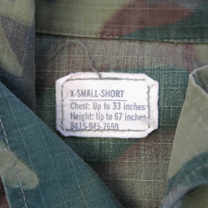 Veste originale  tropical camouflé originale  Rip stop 1968  US Vietnam Ref Vn 741
