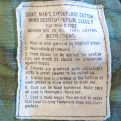 Veste originale  tropical camouflé originale  Rip stop 1968  US Vietnam Ref Vn 741