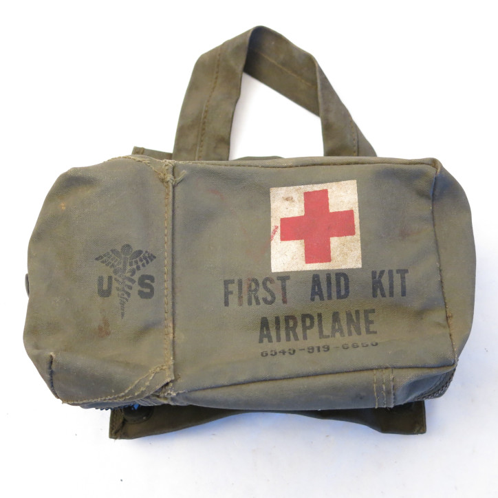 Tousse premier secours US First aid tissu plastifié Avion ou Helico US Vietnam 