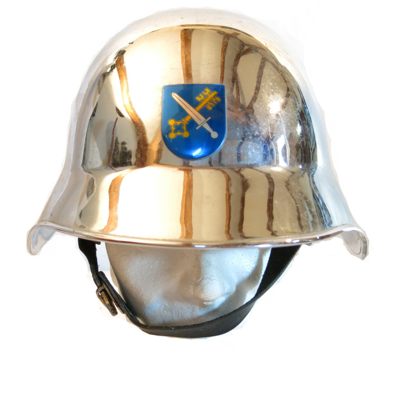 Casque Suisse Pompier Chromé   ref ca 22