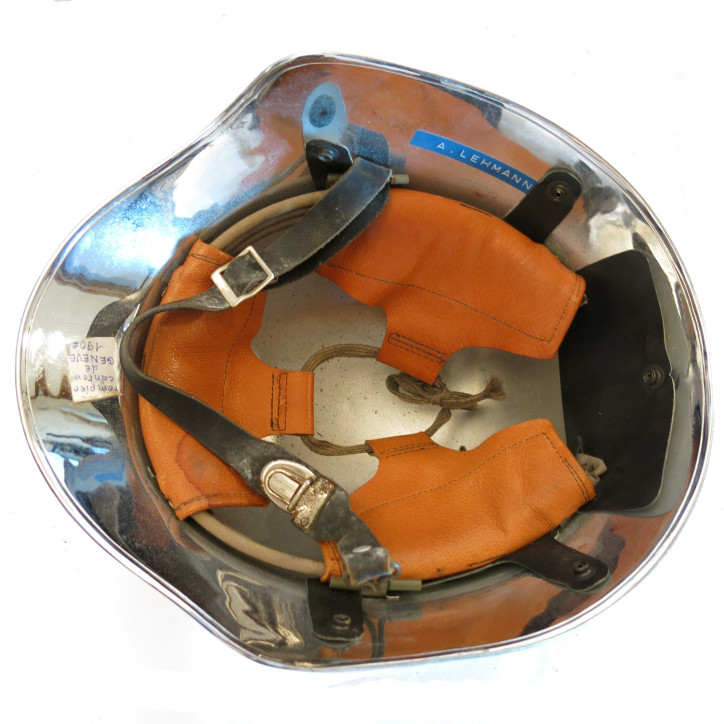 Casque Suisse Pompier Chromé   ref ca 22