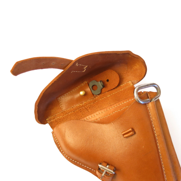 Etui cuir avec crosse bois Luger P08 court avec outils