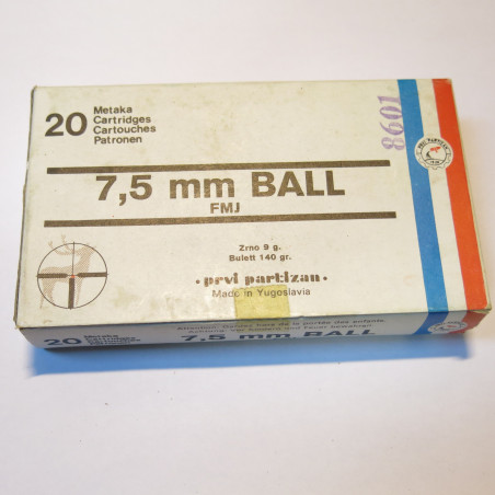 Boite vide cartouche 7.5 Mas Yougoslave c31