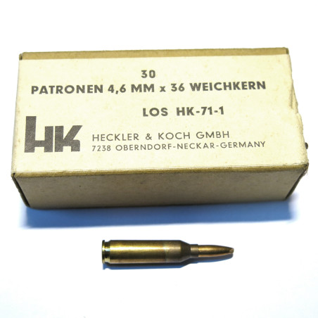 Boite avec 1 cartouche 4.6 x 36 HK experimentale DAG c44