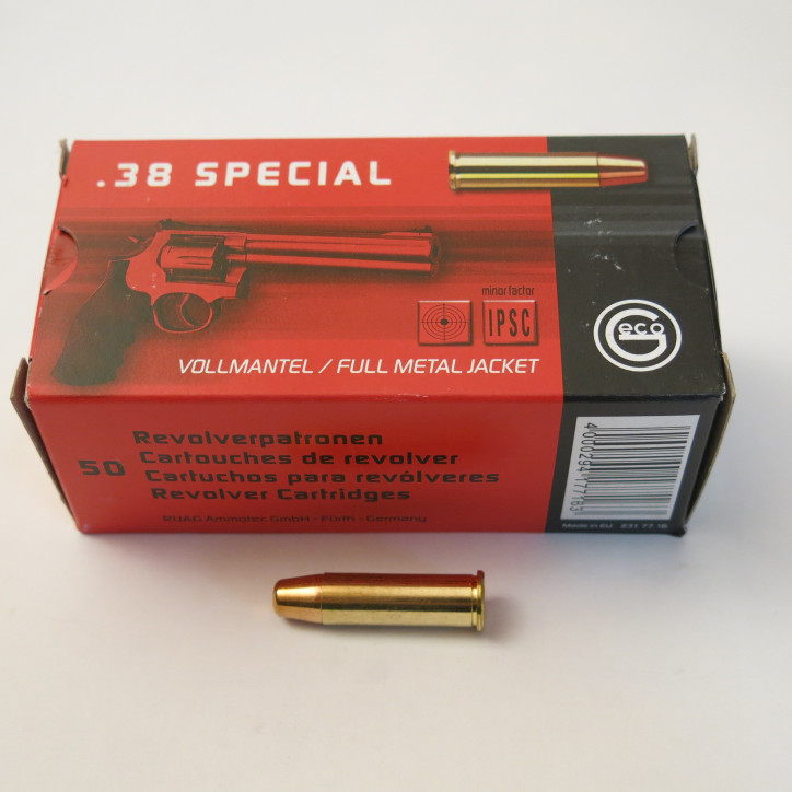 38 special boite de 50 cartouches full métal jacket GECO catégorie B 