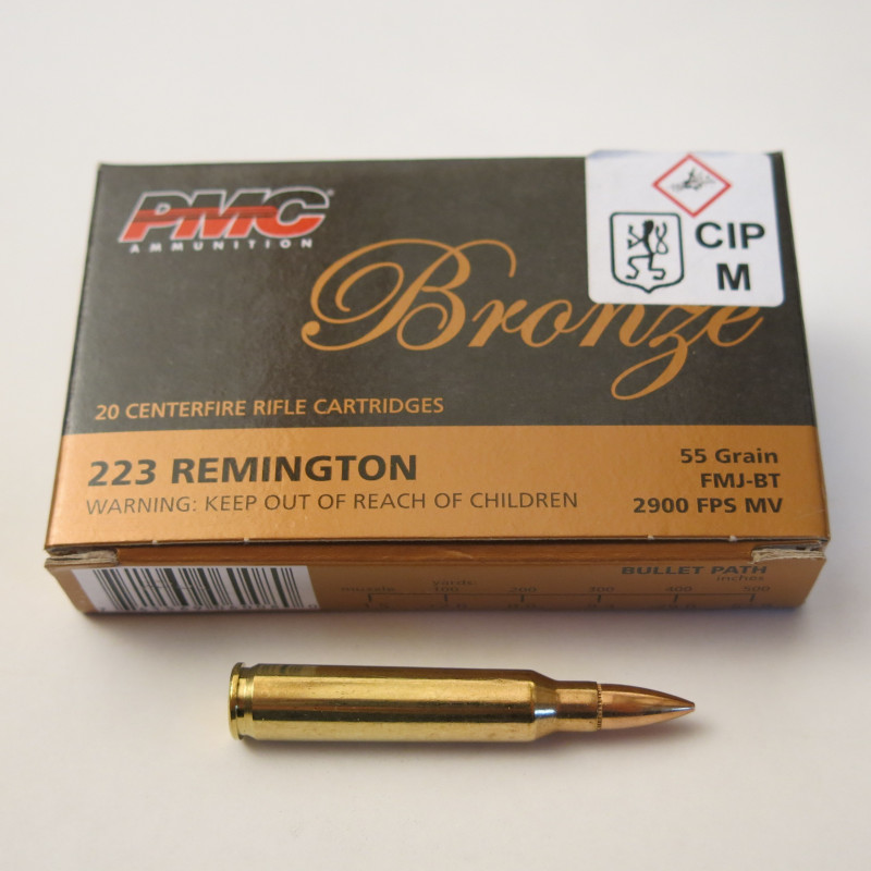 5.56 boite de 20 cartouches 223 PMC full métal jacket 55 GR catégorie B 