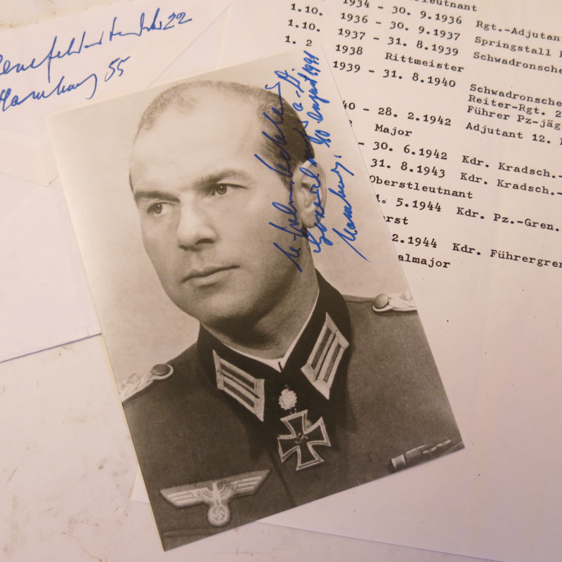 Photo dédicacée General Hans Joachim Kahler Ritterkreuz 1943  ref  70 