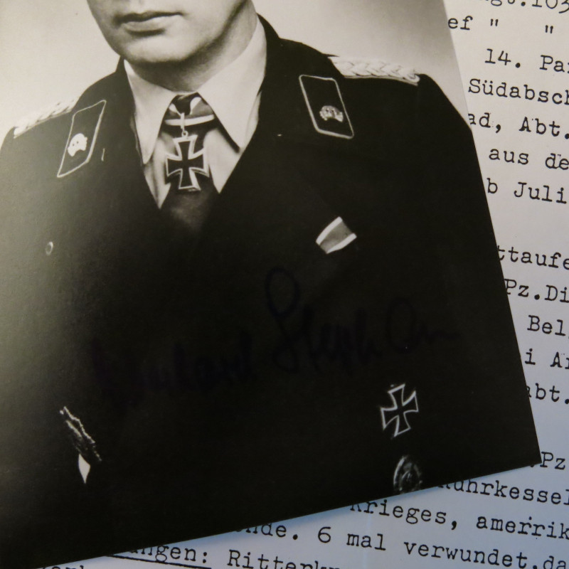 Photo dédicacée  Ritterkreuz PANZER  Eberhard Stephen 1945 ref 30