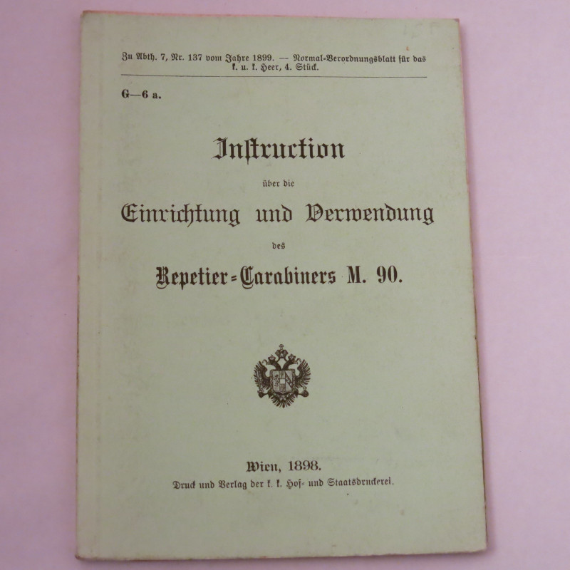 Livre d'instruction fusil Repetier  carabiner M90 et16