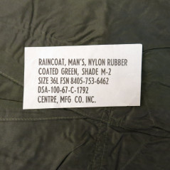 Raincoat man s nylon rubber US Vietnam 1967