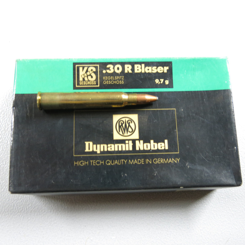 Boite de 20 cartouches 30 R Blaser  RWS  9.7g 150 gr