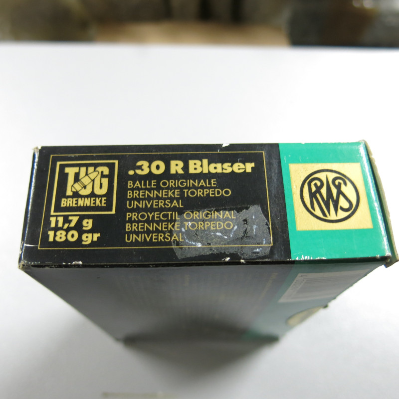 Boite de 20 cartouches 30 R Blaser  RWS  Brenneke 11.7g  180 gr