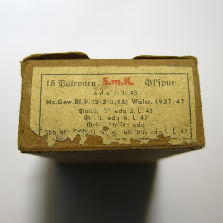 Boite vide 7.92 Mauser traceuse de nuit luftwaffe Smk Glim 'spur c19 ref 5