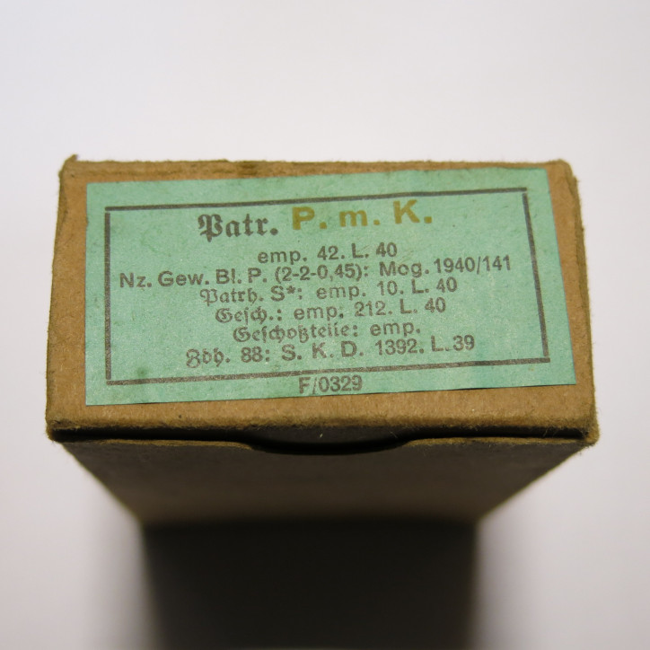Boite vide Mauser 7.92 PMK 1940 perfo incendiaire ref C18