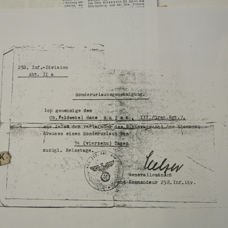 2 Photos dédicacées  Ritterkreuz 1943 Hans Bujak  ref 50 