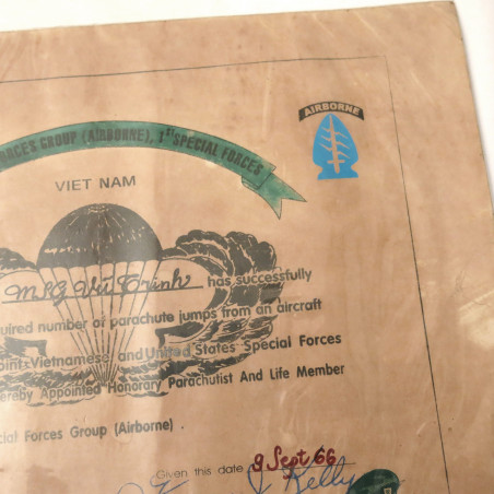 Brevet parachutiste speciales forces ARVN 1968 Ref be 25