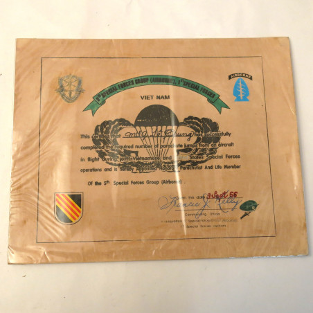 Brevet parachutiste speciales forces ARVN 1966 Ref be 45