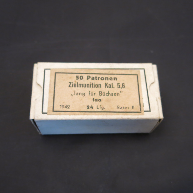 Boite pleine de 50 cartouches 22 Long Rifle  Allemande  Wh datée 1942 ref 180