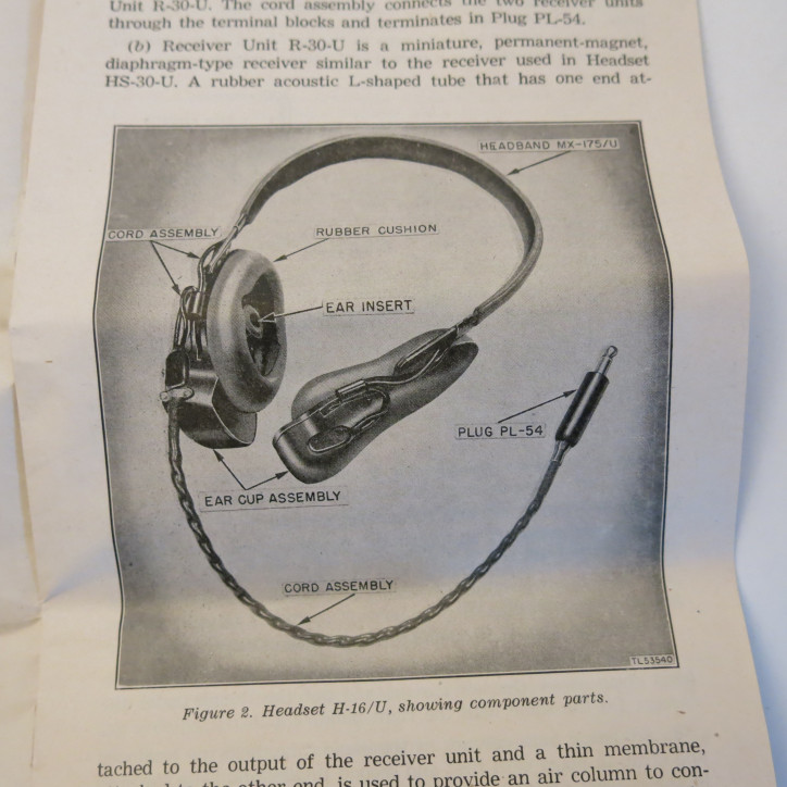 Casque US 1944  tel headset H  16 U dans sa boite  